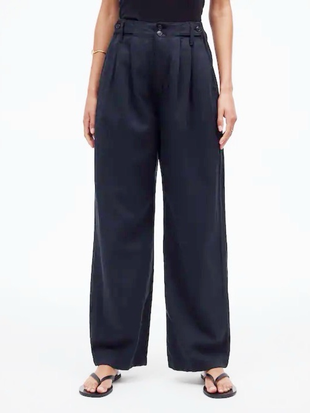 Madewell women's 8 The Harlow Wide-Leg Pant high rise pleated front in black